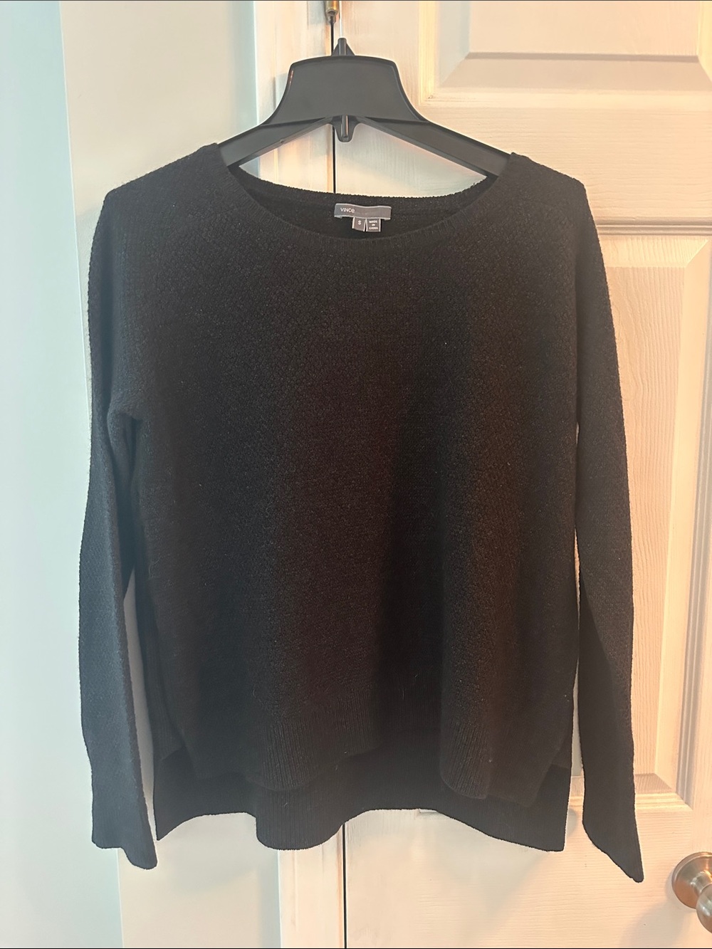Vince Black/Dark Gray Wool Pullover Sweater with Hi-Lo Hem- Women’s Small